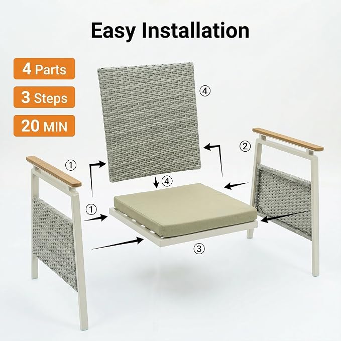 Outdoor Dining Table Set for 6, Rattan Patio Dining Sets with Waterproof Cushions, 7 Piece Patio Table and Chairs Set, Rectangular Dining Table and Patio Chairs for Porch/Deck/Yard, Green