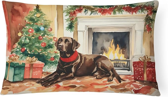 Caroline's Treasures DAC2695PW1216 Labrador Retriever Cozy Christmas Throw Pillow Machine Washable, Indoor Outdoor Decorative Pillow for Couch, Bed or Patio, 12HX16W
