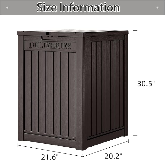 NUNU LAB Package Delivery Box for Outside, 51 Gallon Storage Deck Box with Lockable Secure, Waterproof Large Resin Drop Boxes for Porch