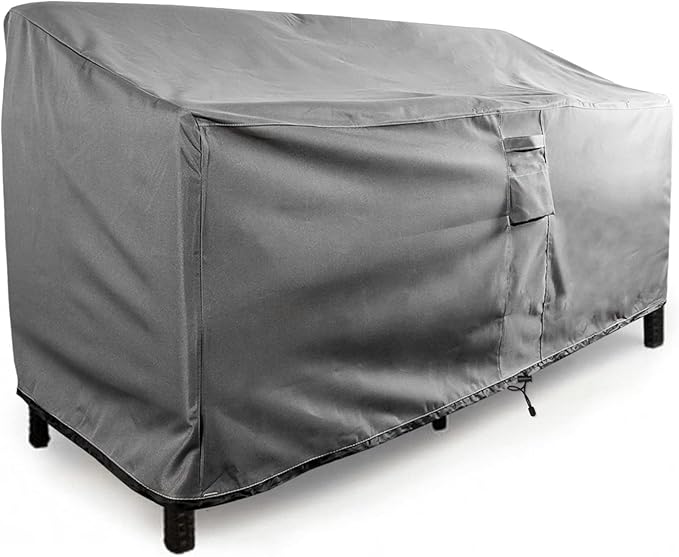 KHOMO GEAR Outdoor Couch Cover Patio Furniture Covers Waterproof Loveseat Cover - 48'' x 32.5'' x 31" - Grey