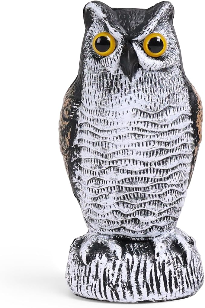 OFFO Fake Owl, Owl Statue for Garden and Yard Decoration, Weatherproof Plastic Outdoor Owl Decor for Porch Pool Patio Yard, 10-Inch Height, Round Ear Owl