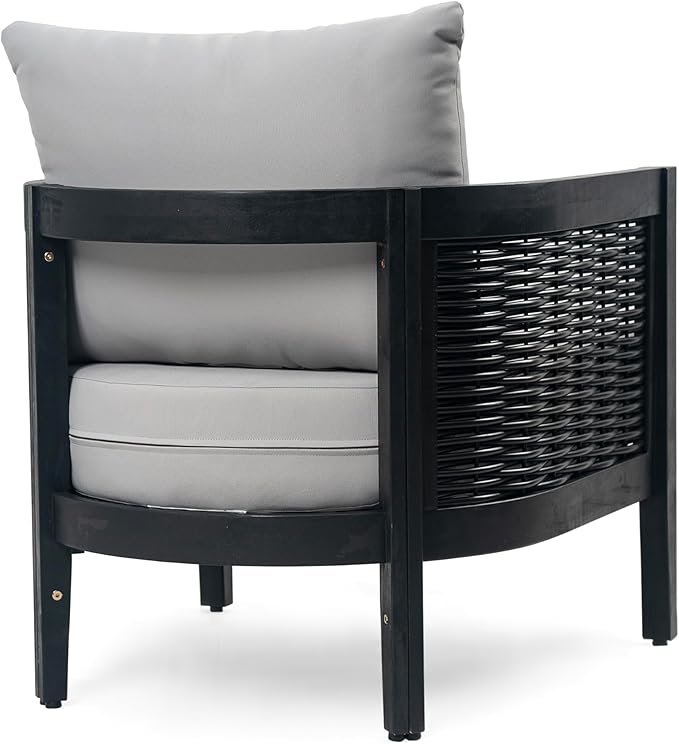 Merax Set of 2 Outdoor Acacia Wood Wicker Club Chair with Cushion,Patio Furniture Conversation Seat for Garden
