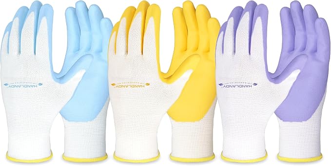 HANDLANDY 2/3/6 Pairs Womens Gardening Gloves, Garden Gloves for Women | Breathable Latex Free Nitrile Coated Ladies Yard Working Gloves, for Gardening, Landscaping, Weeding, Pruning, Gardener Gift