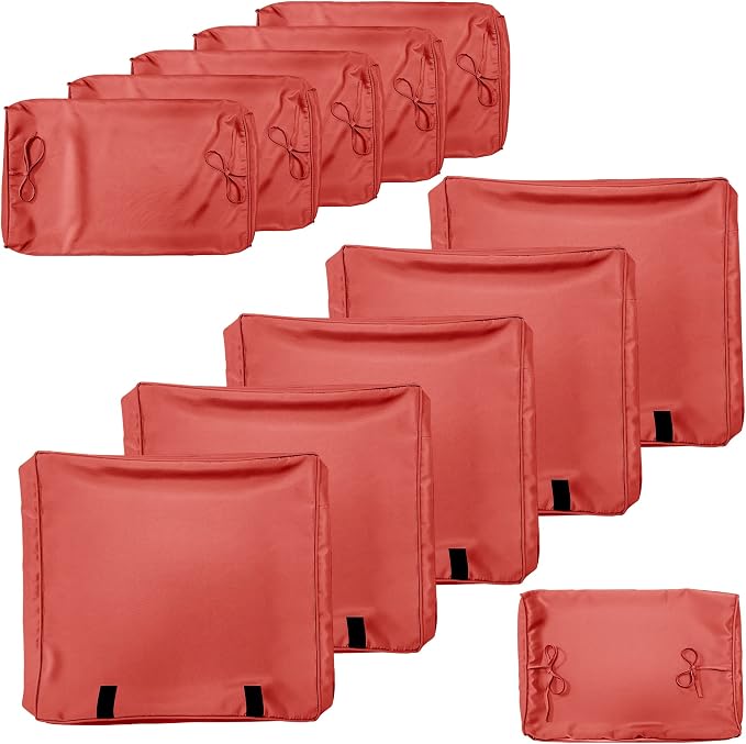 Kurapika Outdoor Cushion Slipcovers 11PCS Patio Set Cushion Covers Replacement for Outdoor Furniture Set, Outdoor Sofa Seat Cushion Cover and Backrest Pillow Covers (Red)