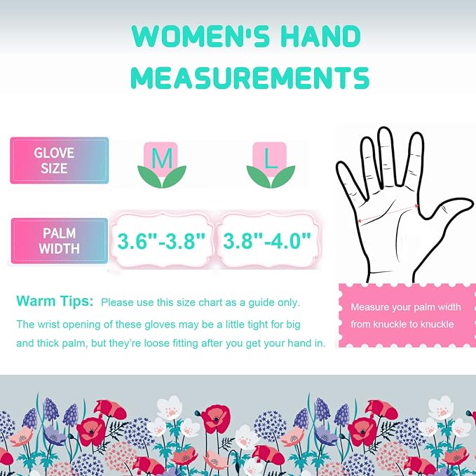 Garden Gloves for Women, Floral Gardening Gloves Ladies Soft Breathable Yard Work Glove Light Working Gloves