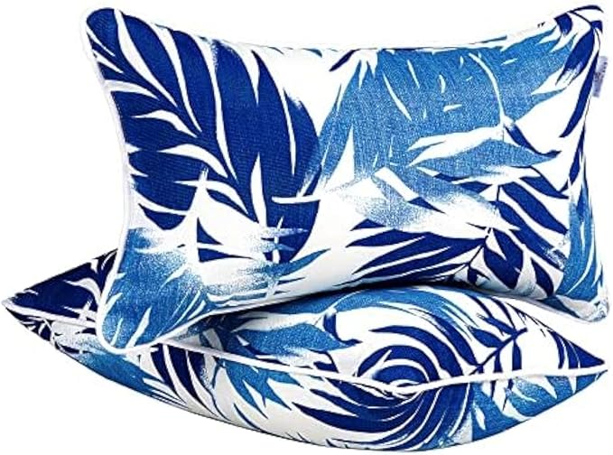 Outdoor Pillow Covers, Pillows Case 2PCS Waterproof Outdoor Pillow Cover 12x20 Inch Home Decor for Furniture Patio Couch Bed Sofa Bedroom