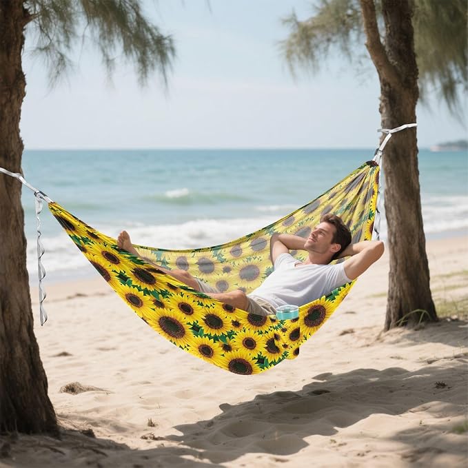 Camping Hammock Outdoor Hammocks for Outside Sunflower 11 Beach Trees Portable Lightweight with Pockets Tree Straps Indoor
