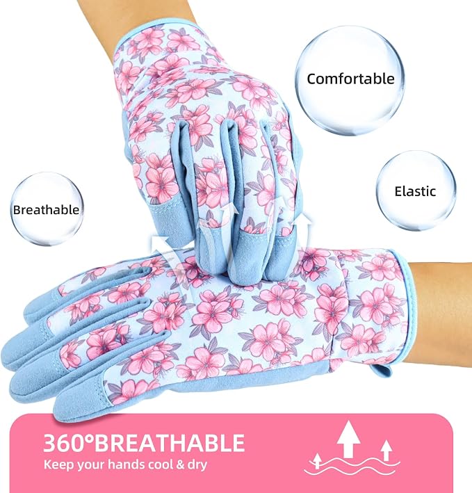 Gardening Work Gloves, Flexible and Breathable Garden Gloves, Gardening Gifts for Women, Machine Washable