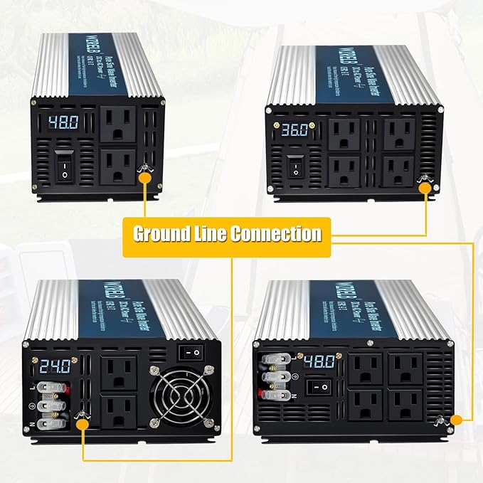 WZRELB 5000W Pure Sine Wave Inverter 36V DC to 110V 120V AC with LED Display,Remote Controller,Off-Grid Power Converter 10000W Surge with 4 AC Outlets, Hardwire Terminal for Home, RV, Truck, Camping