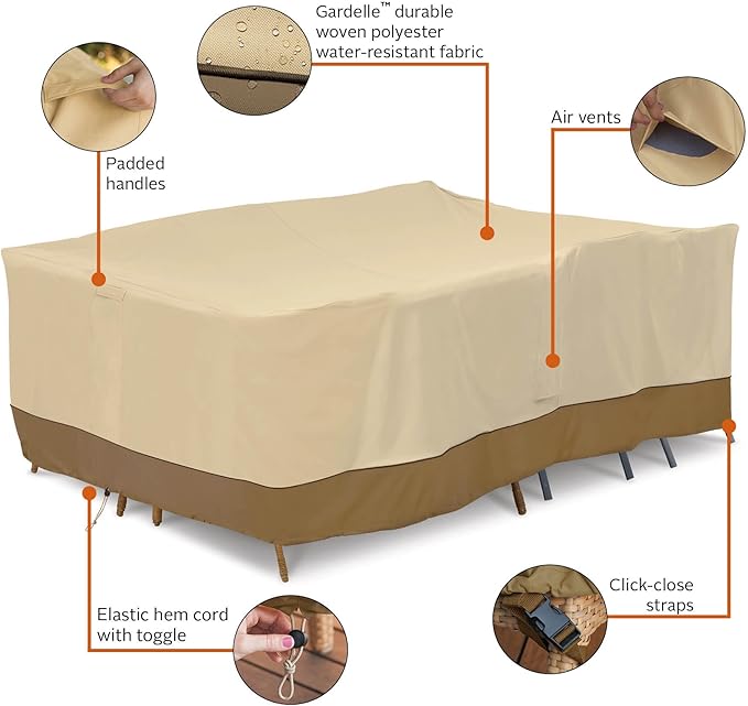 Classic Accessories Veranda Water-Resistant 100 Inch Conversation Set/General Purpose Patio Furniture Cover, Patio Furniture Covers