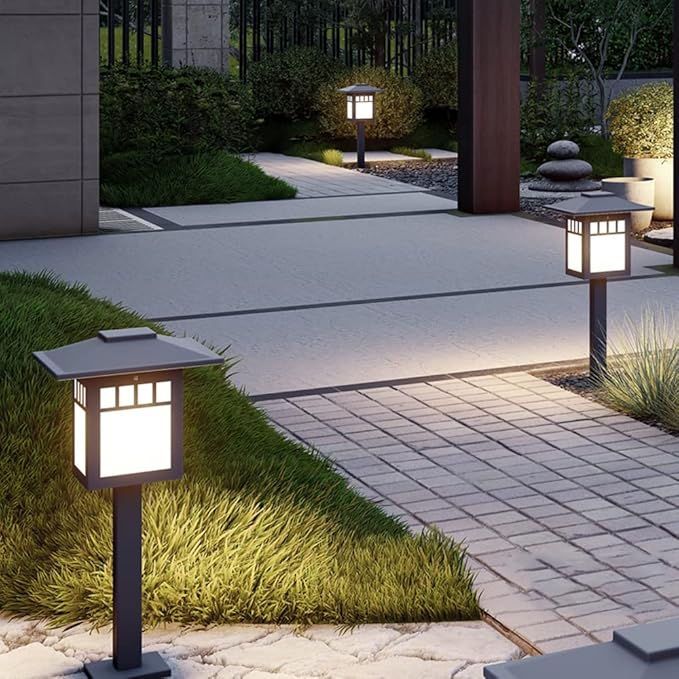 ANALYST Outdoor Waterproof Lawn Lights E27 1-Light External Garden Lamps Modern Home Yard Decorative Path Lights Outside Floor Mount Lighting Fixture for Landscape Deck H23.64in,Modern Wall Sconces