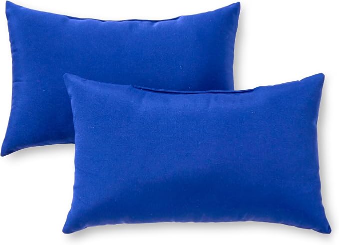 Greendale Home Fashions 2-Pack Outdoor 19x12 inch Rectangle Decorative Throw Pillow, Blue