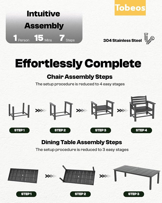 7-Piece Outdoor Dining Set with Aluminum Frame for 6,Gray | HDPE material, 2" umbrella hole, patio table and chairs, ideal for yard, lawn, garden, balcony, deck, poolside