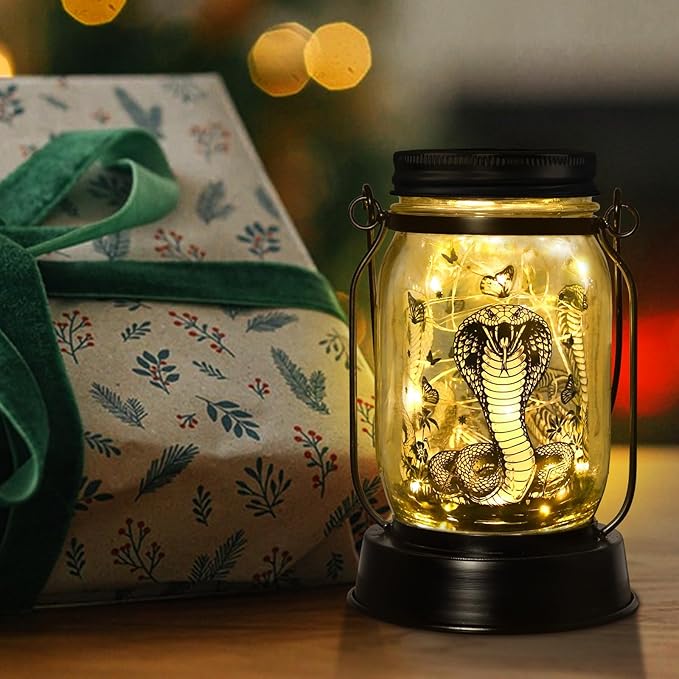 Snake Gifts for Women/Men Snake Solar Lanterns Mom Birthday King Cobra Snakes Animal Lovers Lantern Animal Memorial Lights Solar Garden Decoration for Yard, Patio,Backyard,Porch Torches, Home Decor