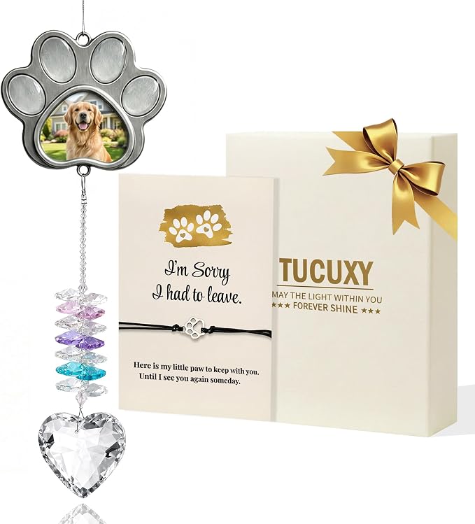 Dog Memorial Gifts for Loss of Dog, Personalized Pet Memorial Crystal Suncatcher with Photo, Pet Loss, Loss of Dog Sympathy Gifts, Dogs and Cat Remembrance Bereavement Passing Away Keepsake