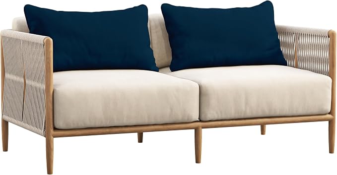 Indoor/Outdoor Polyester Fabric Lumbar Pillow Cover, All-Weather Waterproof Rectangular Cushion Case for Patio Furniture, 16 x 24 Set of 2 - Blue