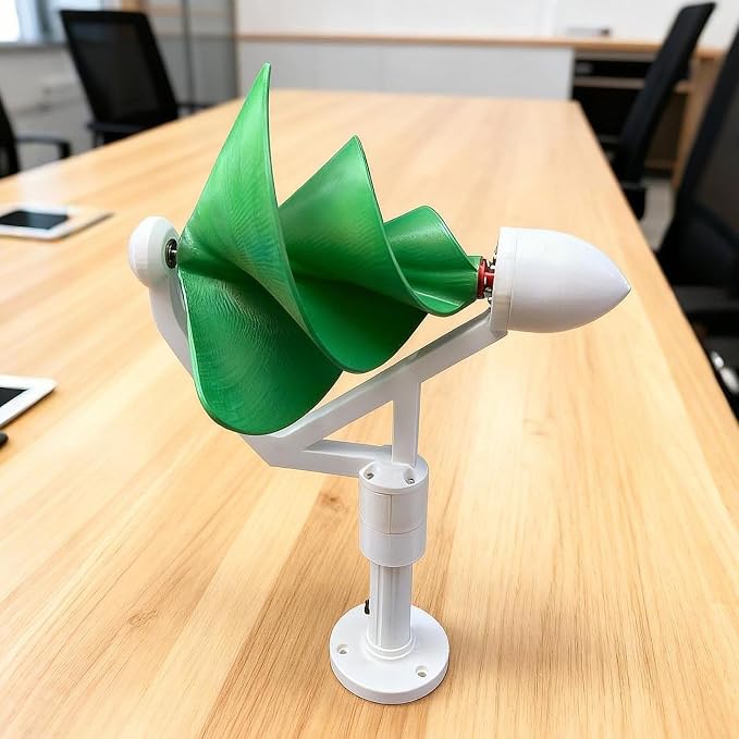 Spiral Wind Generator, Spiral Wind Generator Model, Three-Phase, Brushless, for Outdoor Use, Green