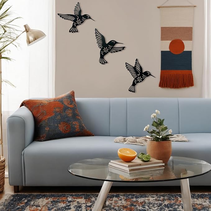 Metal Bird Wall Art Decor- Hummingbird Wall Art Silhouette Outdoor Wall Decor Art for Your Patio, Garden, and Home Metal Art Decor, Indoor and Outdoor Hanging