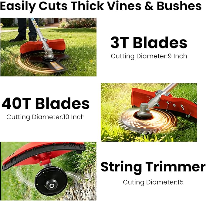 52CC 2-Cycle Gas Weed Wacker, 6 in 1 Gas Weed Eater, 2026 Upgraded Weed Eater, 9500rpm High Power String Trimmer, Brush Cutter for Yard, Garden Easy to Start(US Fast Arrival