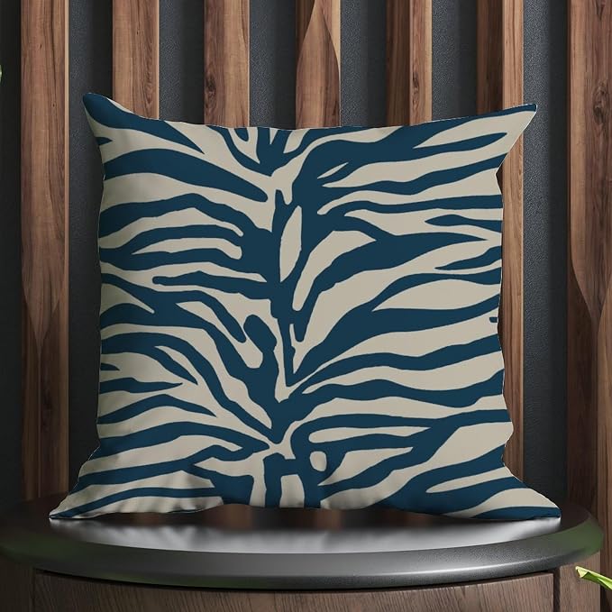 Cushion Cases Blue Tiger Print Pillowcase Abstract Animal Tiger Print Pillow Cover Accent Square Couch Sofa Cushion Covers for Patio Furniture Garden 18x18 in