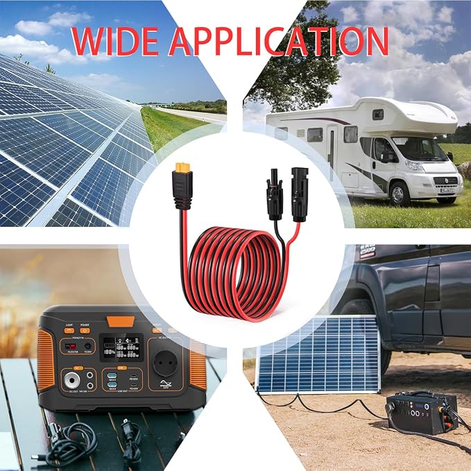ELFCULB 12AWG Solar to XT60 Charging Cable Solar Panel Extension Cable for Portabler Station River 600 Solar Generator Battery Pack(25FT)