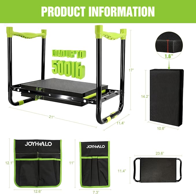 10.9in Wide Foldable Garden Kneeler and Seat, Heavy Duty with Thick Pad | Garden kneeler seat for seniors, Thick kneeling pad, Gardening stool, Foldable, Kneel & sit stool, Planting & weeding aid
