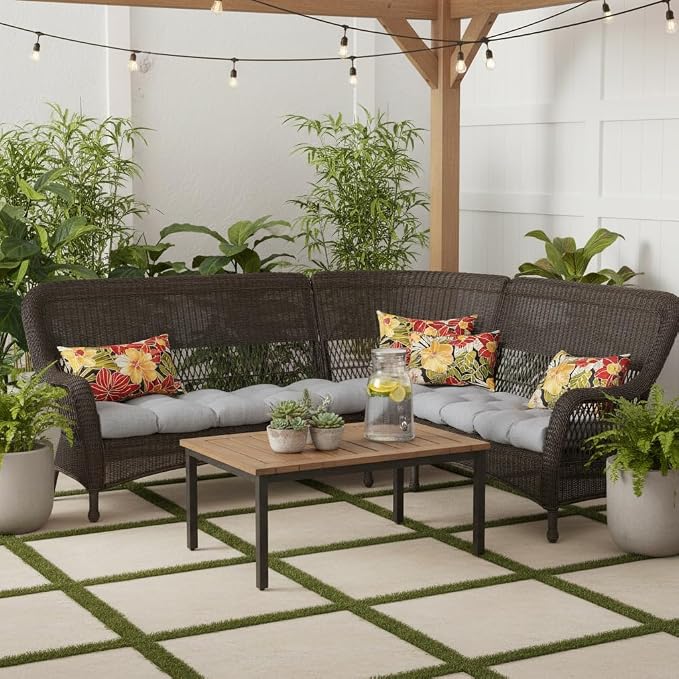 Set of 2 Outdoor Throw Pillows 19 x 12 Inch – Reversible Rectangle Patio Accent Pillows – Weather-Resistant Polyester Fabric – Eco-Friendly Recycled Polyfiber Fill – Aloha Black Floral