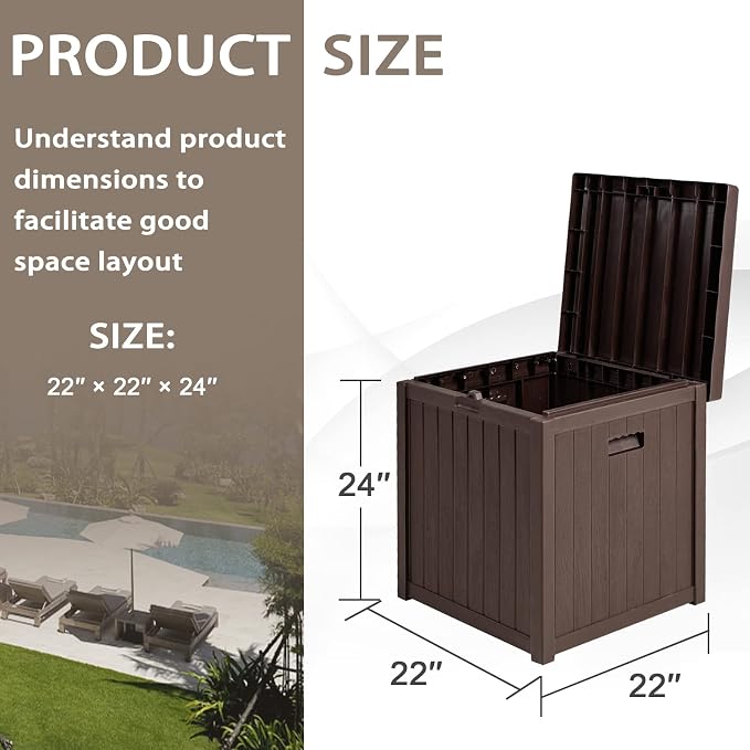 51 Gallon Outdoor Large Deck Storage Box, Resin Wicker Patio Storage Container for Patio Cushions, Gardening Tools and Toys (Brown)