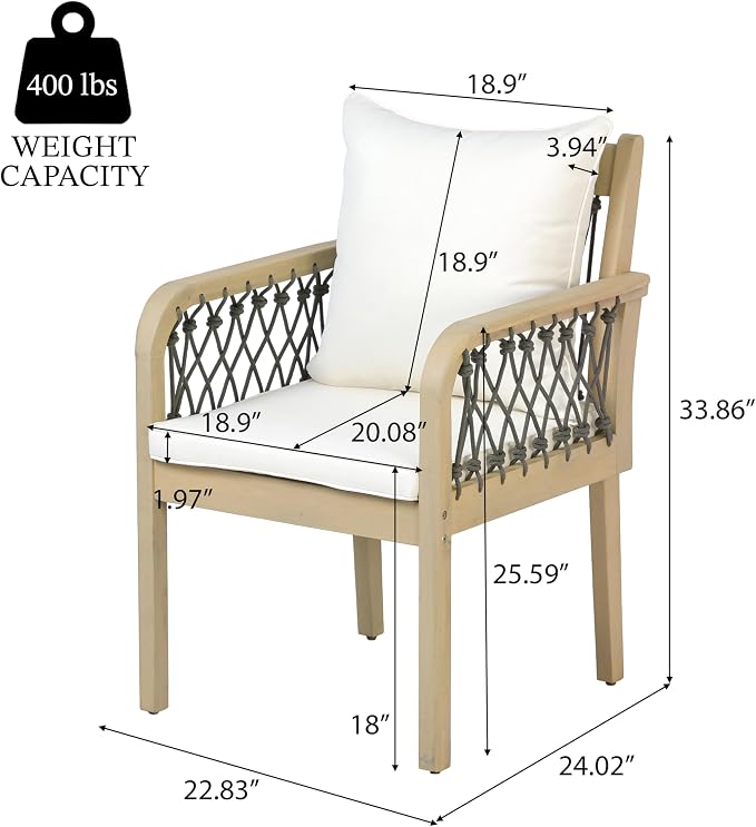 Christopher Knight Home Domac Acacia Wood Dining Table Set for 6, Solid Wood Outdoor Dining Set for 6, Oval Patio Dining Table and Chair Set with Cushion & Rope Accent, Cream Beige+Grey+Light Teak