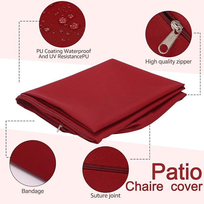 Wenqik 3 Pcs Waterproof Cushion Covers(Not Includes Cushion) 48'' x 24'' Outdoor Patio Furniture Seat Covers Fade Resistant Replacement Slipcover with Zipper for Outside Couch Swing Sofa(Burgundy)