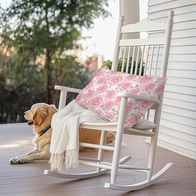 Vandarllin Outdoor Throw Pillows Covers 20x12 inch Set of 2 Waterproof Pink Rose Floral Decorative Zippered Cushion Covers for Patio Furniture, Flowers Leaves Plants Lumbar Pillowcases
