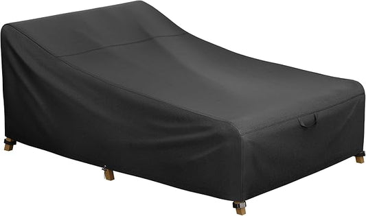 iBirdie Outdoor Double Wide Chaise Lounge Cover 82L x 57W x 32H inch Waterproof Patio Furniture Covers Lawn Pool Chair Cover 1 Pack Black