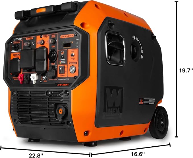 WEN 6800-Watt Dual Fuel RV-Ready Electric Start Portable Inverter Generator with Fuel Shut Off and CO Watchdog for Electric Vehicle Backup (DF680iX)