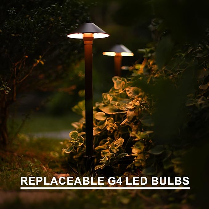 GOODSMANN Landscape Lighting Low Voltage Path Lights Floodlight Outdoor Lighting with Replaceable LED Bulb 1.2W 40 Lumens 2700K Brown 9121-11501-01A