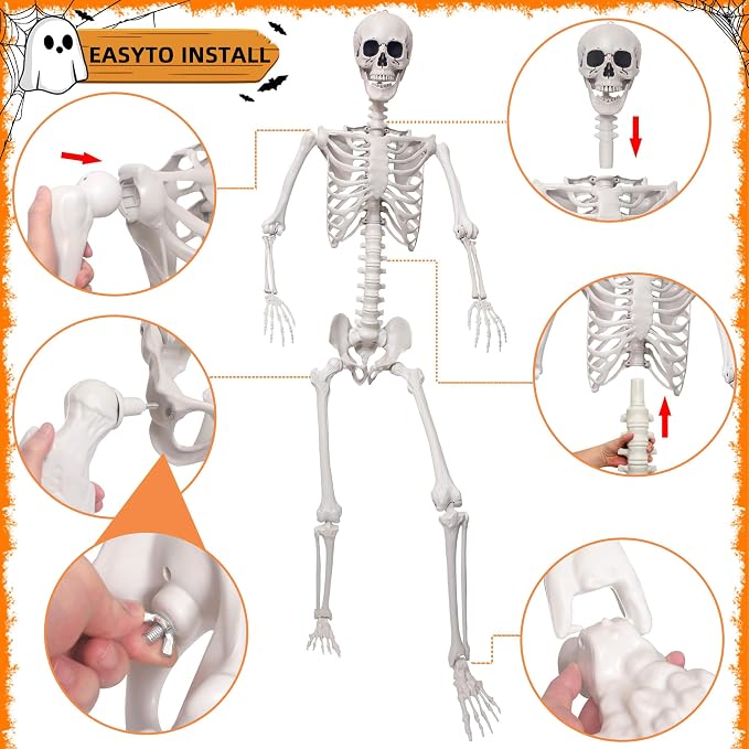 7.9Ft Giant Skeleton Life Size Human Bones with Movable Joints for Halloween Decorations