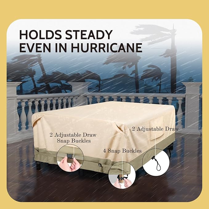 COSFLY Heavy-Duty Waterproof Patio Furniture Cover for Outdoor Table and Chairs Set - Fits 108L x 82W inch, 600D Oxford Fabric Ultimate Weatherproof Rectangular Cover with Adjustable Straps
