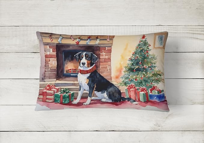 Caroline's Treasures DAC2597PW1216 Appenzeller Sennenhund Cozy Christmas Throw Pillow Machine Washable, Indoor Outdoor Decorative Pillow for Couch, Bed or Patio, 12HX16W
