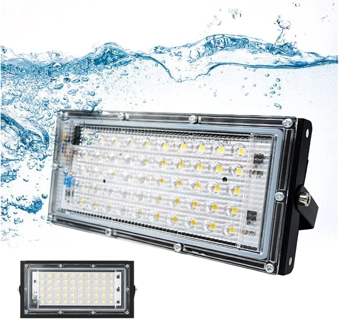 LED Flood Light Spotlight 100W 50W Outdoor Waterproof Reflector Floodlights Street Wall Lamp Garden Lighting(1pcs,Cool White_50W)
