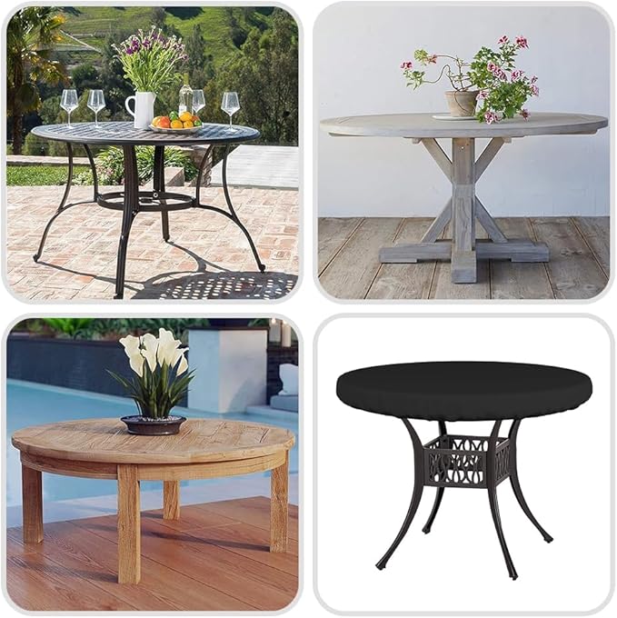 Covers & All Round Table Top Cover, 12 Oz Waterproof UV & Weather Resistant Patio Table Cover, Outdoor Table Cover for Patio Outdoor Furniture & Coffee Table (36" Dia x 4" H Inches, Black)