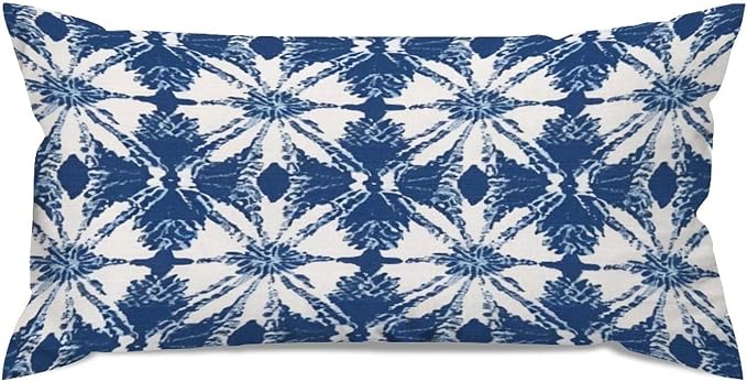 Set of 2 Indigo Blue Trellis Pillow Cases 12x24in Cushion Covers Farmhouse Pillows Covers for Couch Living Room Office Soft Rectangle Accent Pillowcase for Kids