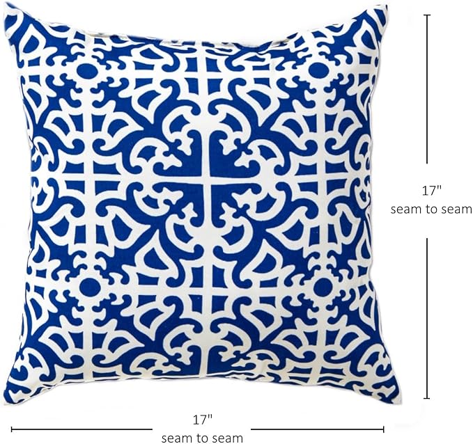 Greendale Home Fashions Outdoor 17-inch Square Decorative Throw Pillow, 2-Pack, Azure