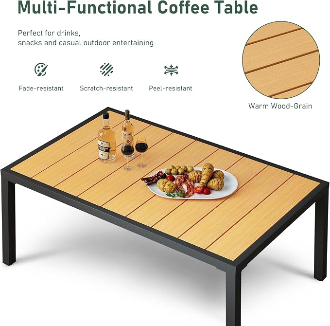 Furnimart Patio Furniture Set, 3-Piece Metal Outdoor Sectional, 2-Seat Patio Conversation Set with Deep Seating, Thick Cushions & Coffee Table for Backyard, Porch & Deck, Gray