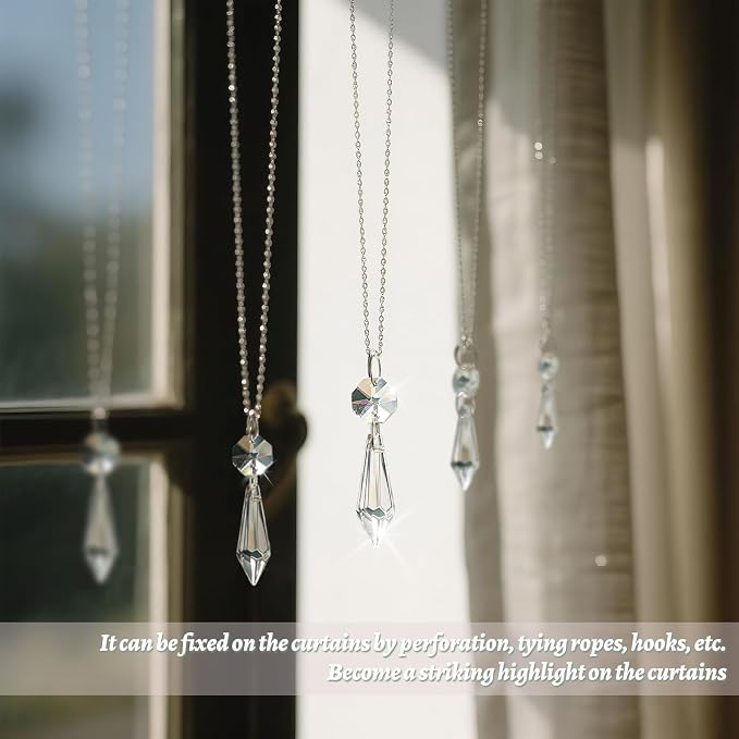 Premium Clear Crystal Glass Drops 2.4" -Multi Purpose Bluk Crystal Beads Hanging Prisms for Holiday Party/Home/Window Decoration/Chandelier Replacement Parts (M-100pcs)