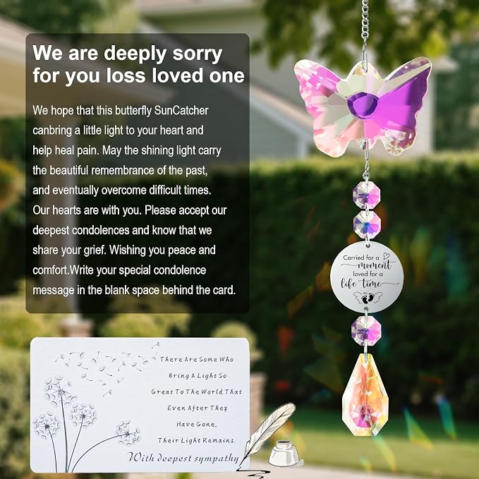 Butterfly Suncatcher Memorial Sympathy Gifts for stillbirth Infant,Baby Pregnancy Loss, Miscarriage Keepsake Gifts for Mothers Dad Mom Parent