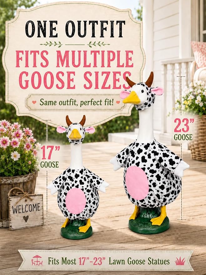 Porch Goose Outfits - 23" /17" Porch Goose Clothes for Lawn Yard (White-C)