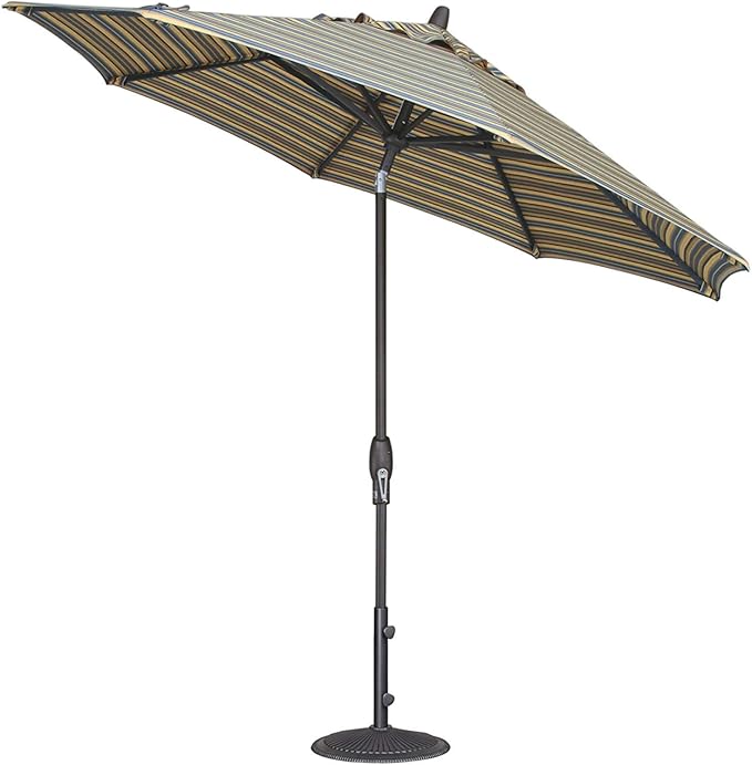 Treasure Garden 9-Foot Auto-Tilt Market Umbrella with Black Frame and Obravia (4 YR Warranty) Fabric: Black