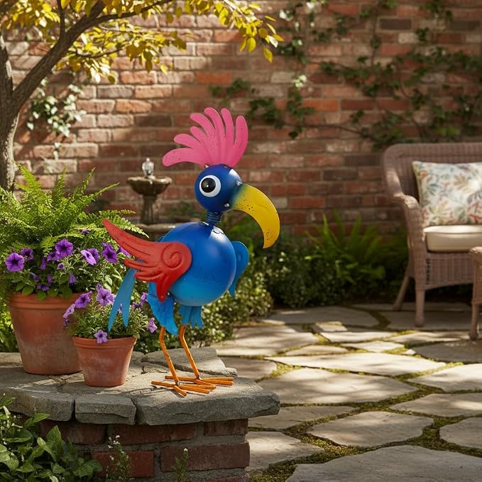 18.9'' Playful Rooster Yard Statue for Patio, Yard, Farmhouse