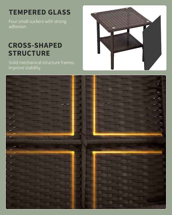 PayLessHere 3 Piece Furniture Patio Chairs Wicker Outdoor Rattan Conversation Bistro Set for Backyard Porch Poolside Lawn (Brown)