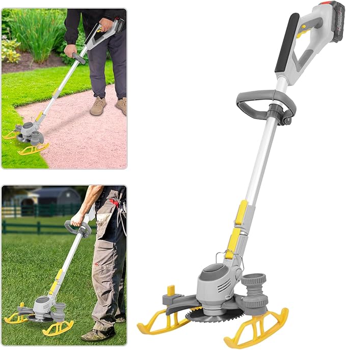 Cordless Grass Trimmer/Edger, 10,000Rpm Battery Powered Grass Trimmer, 42.13-59.84In Adjustable Length Mini Mower for Lawn Care and Yard Work (1 Battery & Charger Included)