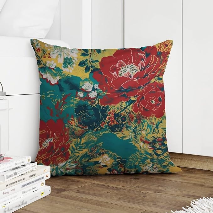 Animal Tiger Stripe Colorful Chinoiserie Cushion Cases Peony Floral Asian Pillows 26x26 INAbstract Accent Throw Pillow Covers Farmhouse Decorative for Patio Furniture Garden